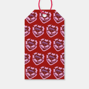 Aries Zodiac Coquette Heart Birthday Cake Gift Tags