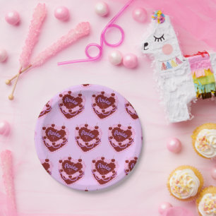 Aries Zodiac Coquette Heart Birthday Cake Paper Plate