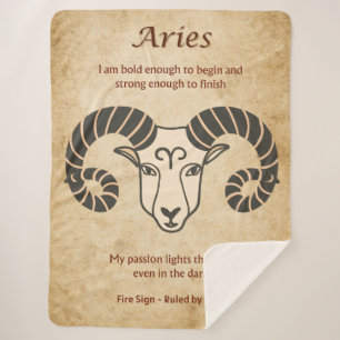 Aries Zodiac Design with Bold Aries Affirmations Sherpa Blanket