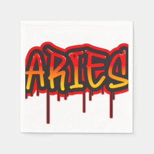 ARIES Zodiac Fire Sign Red Baby Shower Napkin