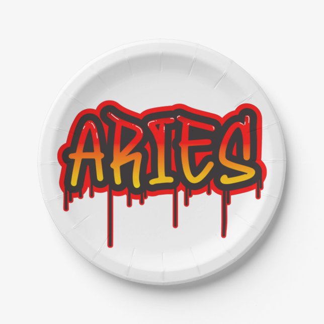 ARIES Zodiac Fire Sign Red Baby Shower Paper Plate (Front)