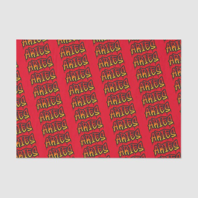 ARIES Zodiac Fire Sign Red Dripping Art Party Tissue Paper (Front)
