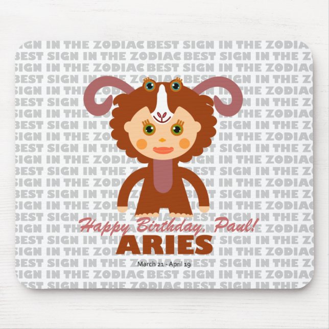 Aries Zodiac for Kids Mouse Mat (Front)