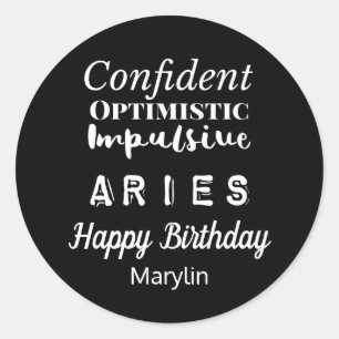 Aries Zodiac Fun Characteristics Birthday Classic Round Sticker