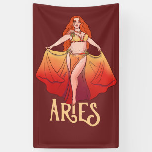 Aries Zodiac Goddess Art Belly Dancer Astrology Banner