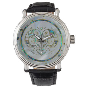 Aries Zodiac Gold Abalone on Constellation Watch