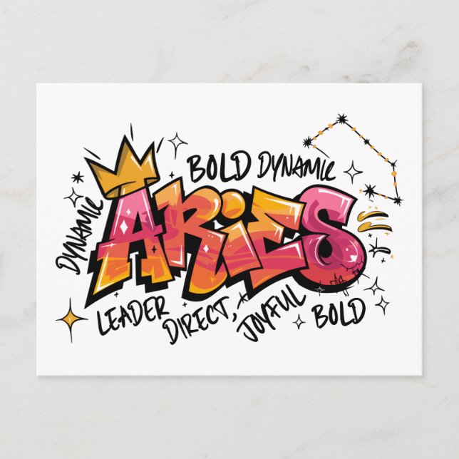 Aries Zodiac Graffiti  Postcard (Front)