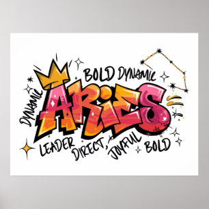 Aries Zodiac Graffiti  Poster