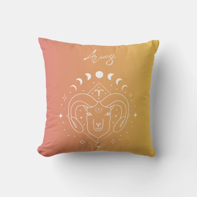 Aries zodiac horoscope star sign gradient cushion (Front)
