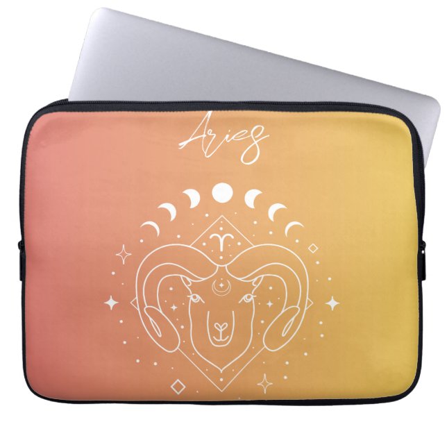 Aries zodiac horoscope star sign gradient laptop sleeve (Front)