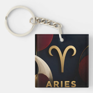 Aries Zodiac Luxury Celestial Astrology Gift Key Ring