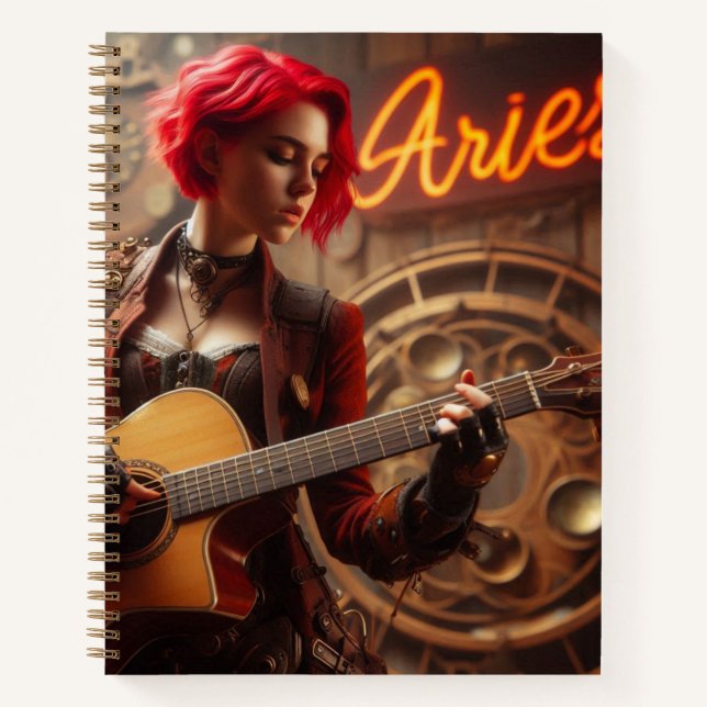 Aries Zodiac Musician Guitar Notebook (Front)