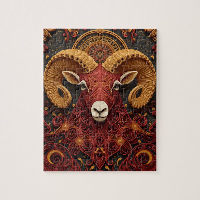 Aries Zodiac Paper Quilling Jigsaw Puzzle (Vertical)