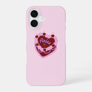 Aries Zodiac Pastel Heart Birthday Cake iPhone 16 Case