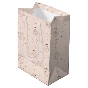 Aries Zodiac Pattern in Brown and Burgundy Medium Gift Bag