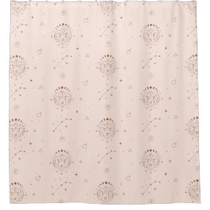 Aries Zodiac Pattern in Brown and Burgundy Shower Curtain