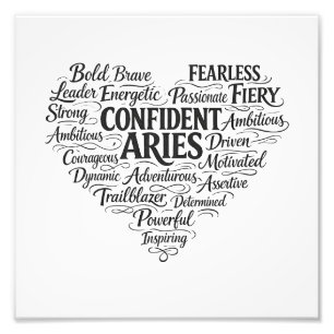 Aries Zodiac Photo Print Word Cloud Art