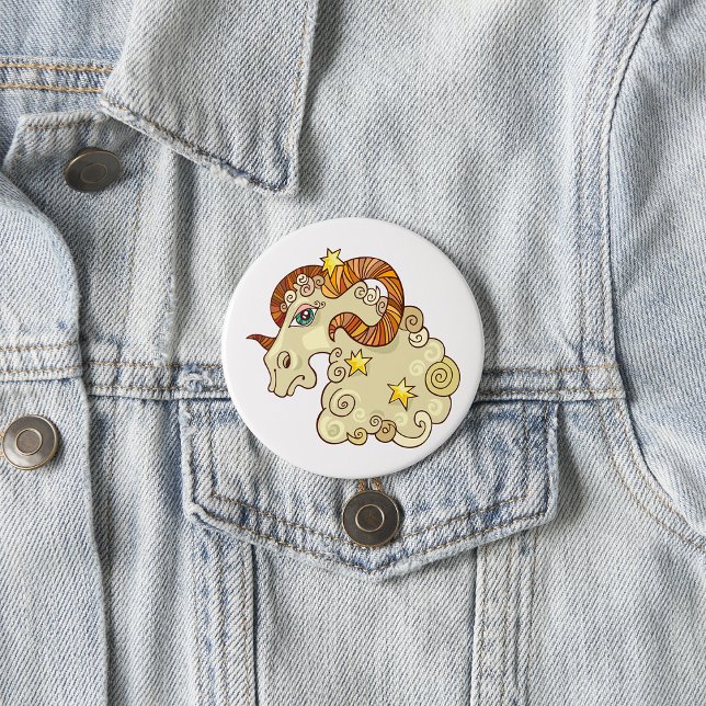 Aries Zodiac Ram Colourful Astrological  7.5 Cm Round Badge (Creator Uploaded)