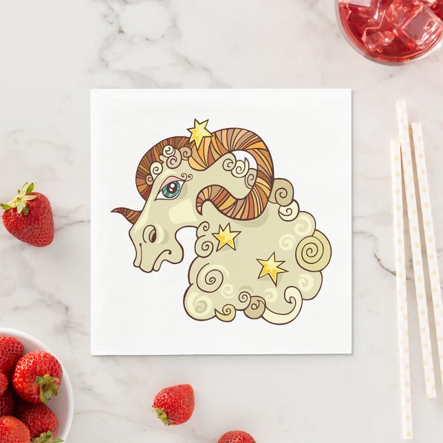 Aries Zodiac Ram Colourful Astrological  Napkin (Creator Uploaded)