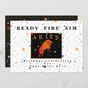 Aries zodiac READY AIM FIRE modern star Invitation