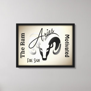 Aries Zodiac Sign and Symbol Framed