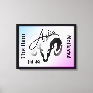 Aries Zodiac Sign and Symbol Framed