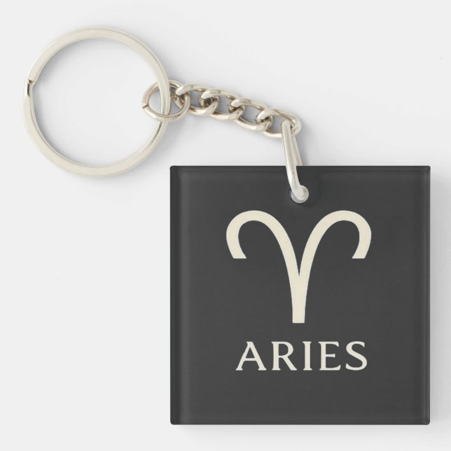 Aries Zodiac Sign - Astrology Symbol Key Ring (Front)