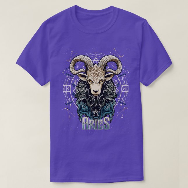 Aries Zodiac Sign Birthday Horoscope T-Shirt (Design Front)