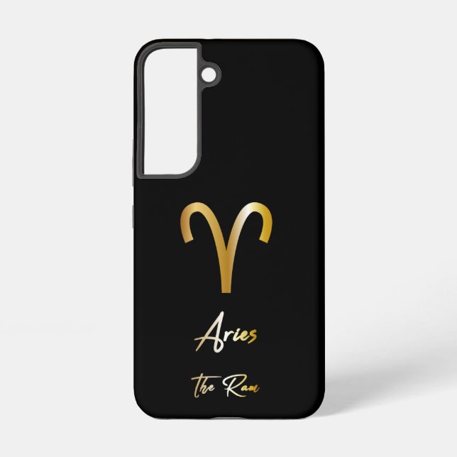 Aries Zodiac Sign, Black & Gold  Samsung Galaxy S22 Case (Back)