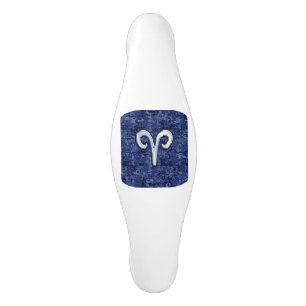 Aries Zodiac Sign Blue Digital Camouflage Ceramic Cabinet Pull