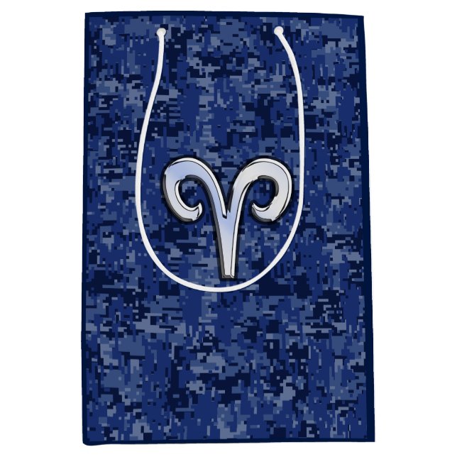 Aries Zodiac Sign Blue Digital Camouflage Medium Gift Bag (Front)