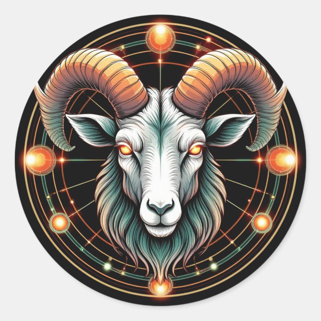 ♈ Aries Zodiac Sign Bold Astrology Symbol ♈ Classic Round Sticker (Front)