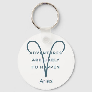 Aries Zodiac Sign Fun Quote in Blue Text Birthday Key Ring