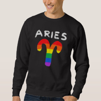 Aries Zodiac Sign Gay Lesbian Lgbt Pride Rainbow F Sweatshirt