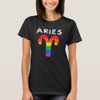 Aries Zodiac Sign Gay Lesbian Lgbt Pride Rainbow F T-Shirt