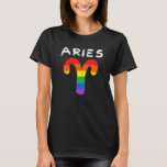 Aries Zodiac Sign Gay Lesbian Lgbt Pride Rainbow F T-Shirt<br><div class="desc">Aries Zodiac Sign Gay Lesbian Lgbt Pride Rainbow Flag.</div>