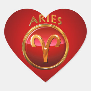 Aries Zodiac Sign Heart Sticker