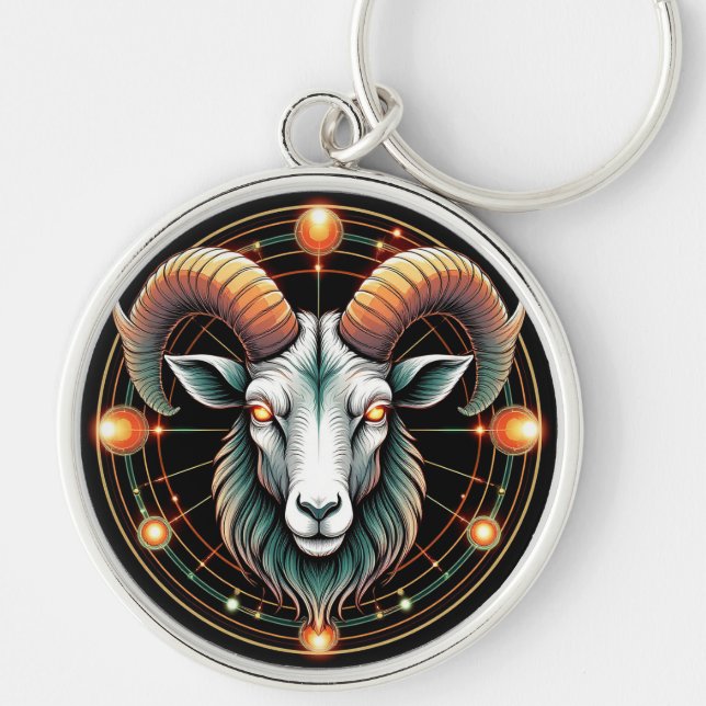 Aries Zodiac Sign Key Ring (Front)