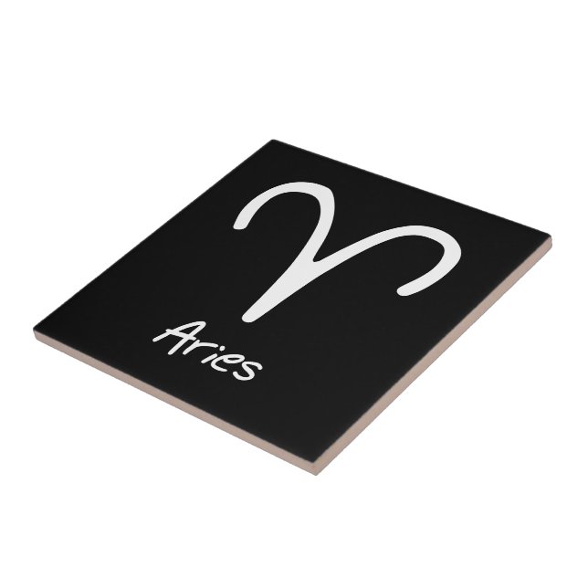 Aries Zodiac Sign on Black Background Tile (Side)