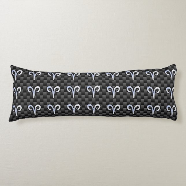 Aries Zodiac Sign on Carbon Fibre Style Body Cushion (Front)