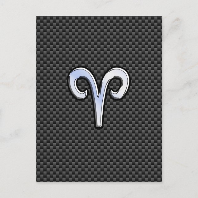 Aries Zodiac Sign on Carbon Fibre Style Postcard (Front)