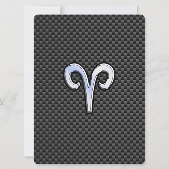 Aries Zodiac Sign on Charcoal Carbon Fiber Print (Front)