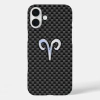 Aries Zodiac Sign on Charcoal Carbon Fibre