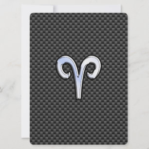 Aries Zodiac Sign on Charcoal Carbon Fibre Print