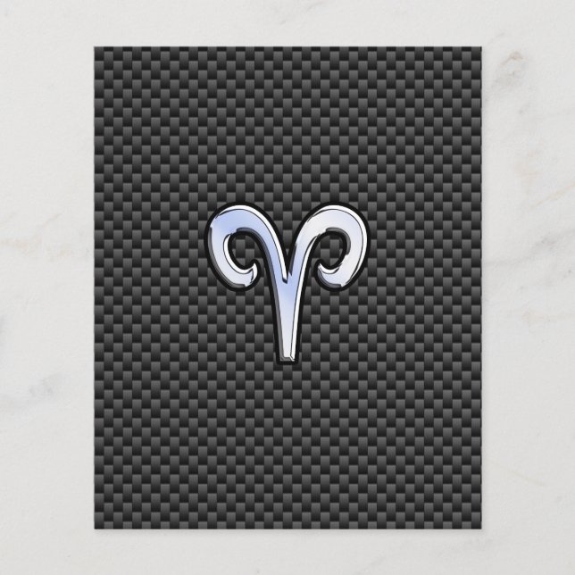 Aries Zodiac Sign on Charcoal Carbon Fibre Print Flyer (Front)