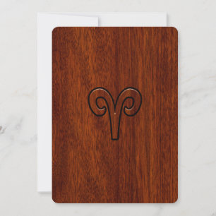 Aries Zodiac Sign on Mahogany like print
