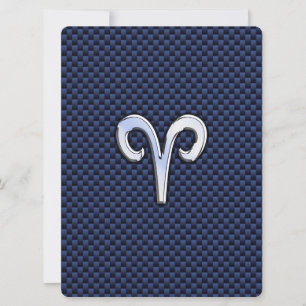 Aries Zodiac Sign on Navy Blue Carbon Fibre Print