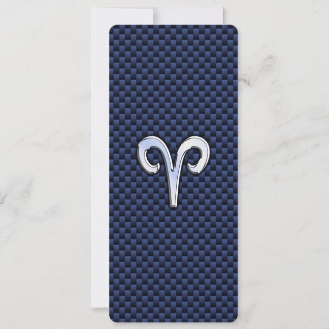 Aries Zodiac Sign on Navy Blue Carbon Fibre Print (Front)