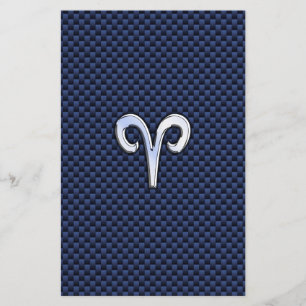 Aries Zodiac Sign on Navy Blue Carbon Fibre Print Flyer