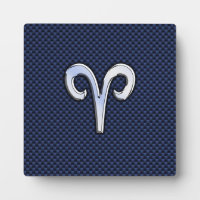 Aries Zodiac Sign on Navy Blue Carbon Fibre Print